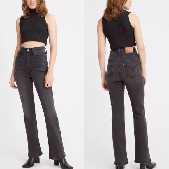Levi’s Ribcage Bootcut Jeans Washed Black High Waisted  Button Fly Size 31/33 - Picture 1 of 14